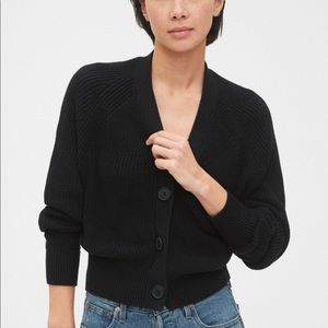 Gap Slouchy Cropped Cardigan - Black